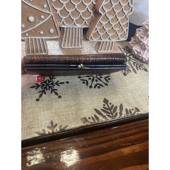 BRAHMIN | Tuscan Checkbook Clutch | Brown/Black Croc Texture Vintage Wallet - Picture 6 of 12
